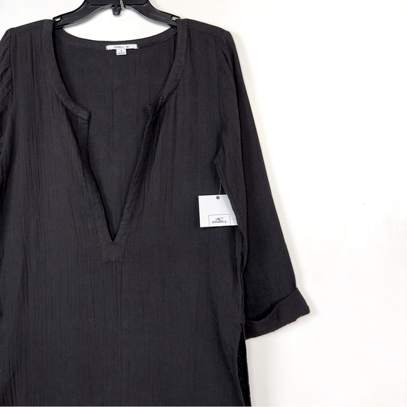 NEW O'Neill Black Kayson Maxi Cover-Up Dress Size Small High Side Slits - Picture 5 of 14